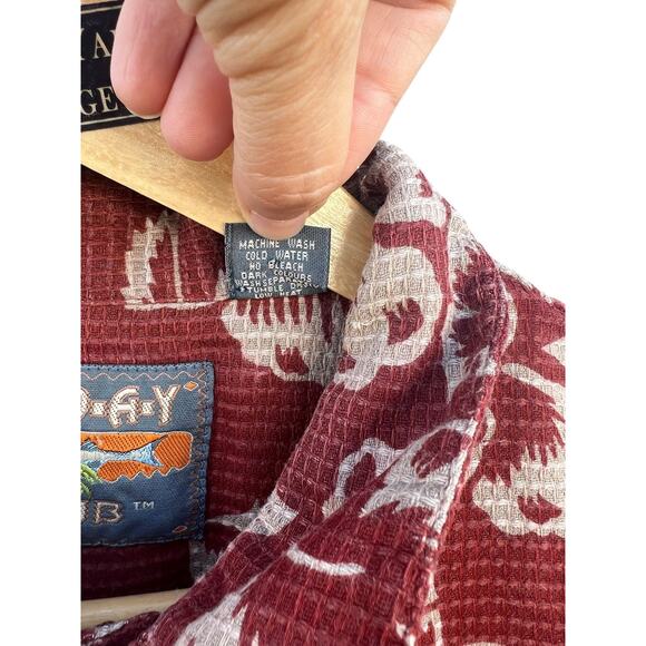 Fryday Club Men's Vintage Hawaiian Casual Shirt Floral Maroon Size LARGE - Picture 3 of 5